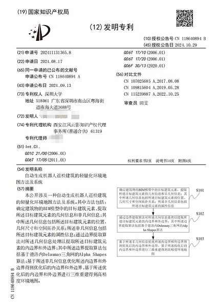深圳大学|ZL202411131365.8（自动生成机器人巡检建筑的轻量化环境地图方法及系统）-发明专利